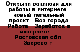 Открыта вакансия для работы в интернете, новый легальный проект - Все города Работа » Заработок в интернете   . Ростовская обл.,Зверево г.